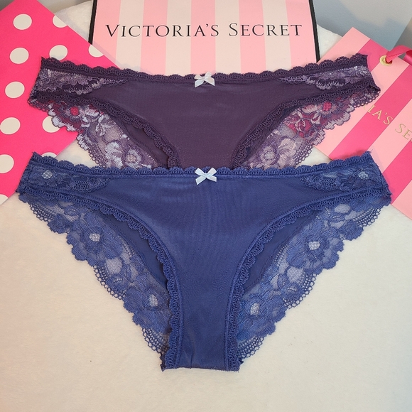 Y2K VS Dream Angels 2pk Smooth Micro Nylon Lace Cheekini Panties Size M - Picture 1 of 7